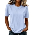 thumbnail image 1 of Admvng Women's Striped T-Shirt Crew Neck Short Sleeve Casual Solid Basic Tee Tops, 1 of 7