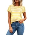 thumbnail image 1 of Admvng Women's Striped T-Shirt Crew Neck Short Sleeve Soft Basic Casual Summer Tee Tops, 1 of 7