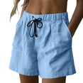 thumbnail image 1 of Admvng Women's Summer Casual Cotton Linen Plus Size Drawstring Shorts Elastic Waist Loose Shorts with Pockets, 1 of 9