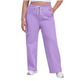 thumbnail image 1 of Admvng Women's Sweatpants Plus Size Solid Color Elastic Waist Pocket Drawstring Sports Pants Trousers L-4XL, 1 of 5