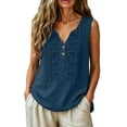 thumbnail image 1 of Admvng Women's Tank Top Boho Embroidered Button Down Sleeveless V Neck Relaxed Flowy Blouse, 1 of 9