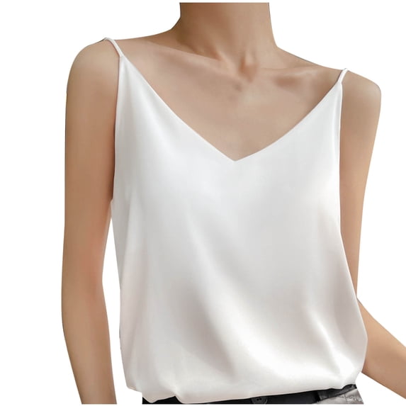 Admvng Women's Tank Top Summer Casual Solid V-neck Sleeveless Camisole