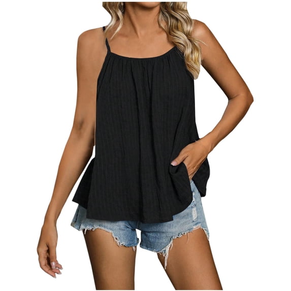 Admvng Women's Tank Top Textured Flowy Cami Spaghetti Strap Sleeveless Casual Lightweight Tops