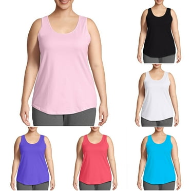Admvng Women's Tank Tops Fashion Plus Size Solid Round-Neck Loose Sleeveless T-shirt Pullover Tops