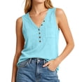 thumbnail image 1 of Admvng Women's Tank Tops V-Neck Button Stretch Sleeveless Everyday Blouses, 1 of 5