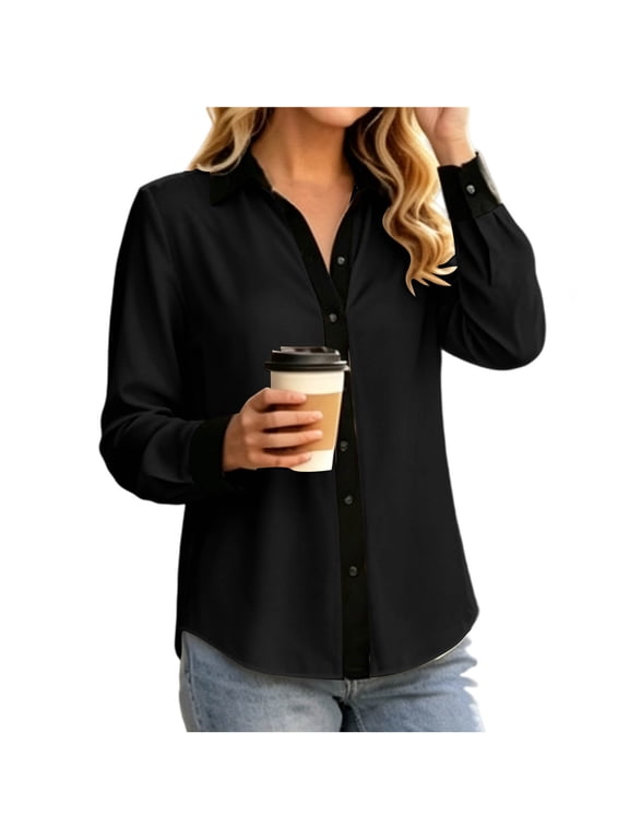 Women's Tops Button-Down Shirt Long Sleeve Casual Leisure Elegant Blouse