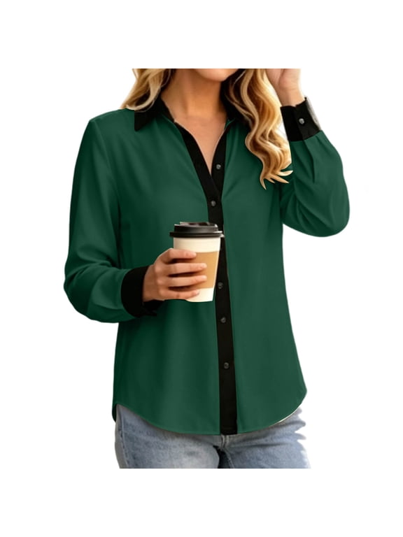 Women's Tops Button-Down Shirt Long Sleeve Casual Leisure Elegant Blouse