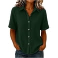 thumbnail image 1 of Admvng Women's Tops Button-Up Casual Comfortable Solid Short Sleeve Blouse, 1 of 6