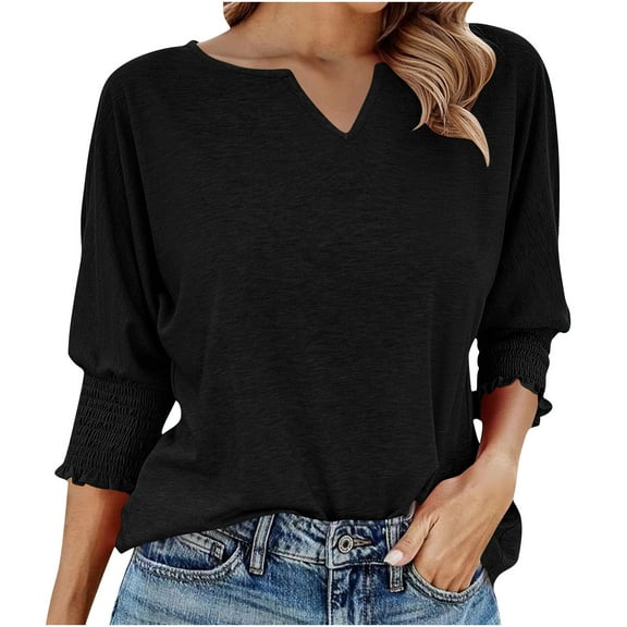 Admvng Women's Tops Casual Loose V-Neck Half Sleeve T-Shirt Top, Size S-2XL