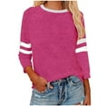 thumbnail image 1 of Admvng Women's Tops Casual Patchwork Round Neck Three-quarter Sleeve 3/4 Sleeve T-shirt Loose Top, Size S-4XL, 1 of 5
