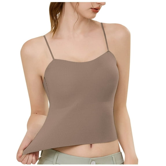 Admvng Women's Tops, Tees & Blouses Fashion Solid Color Bra Pad V-Neck Camisoles M-XL
