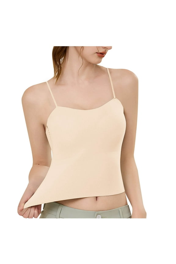 Women's Tops, Tees & Blouses Fashion Solid Color Bra Pad V-Neck Camisoles M-XL
