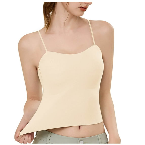 Admvng Women's Tops, Tees & Blouses Fashion Solid Color Bra Pad V-Neck Camisoles M-XL