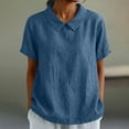 thumbnail image 1 of Admvng Women's Tops, Tees & Blouses Short-sleeved Collared Solid Color Loose Casual Pullover Top S-2XL, 1 of 8