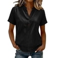 thumbnail image 1 of Admvng Women's Tops V Neck Side Slit Short Sleeve Breathable Casual Basic Button Shirts, 1 of 7