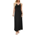 thumbnail image 1 of Admvng Women's Twist Front Maxi Dress Spaghetti Strap V-Neck Solid Long Flowy Party Dress, 1 of 7