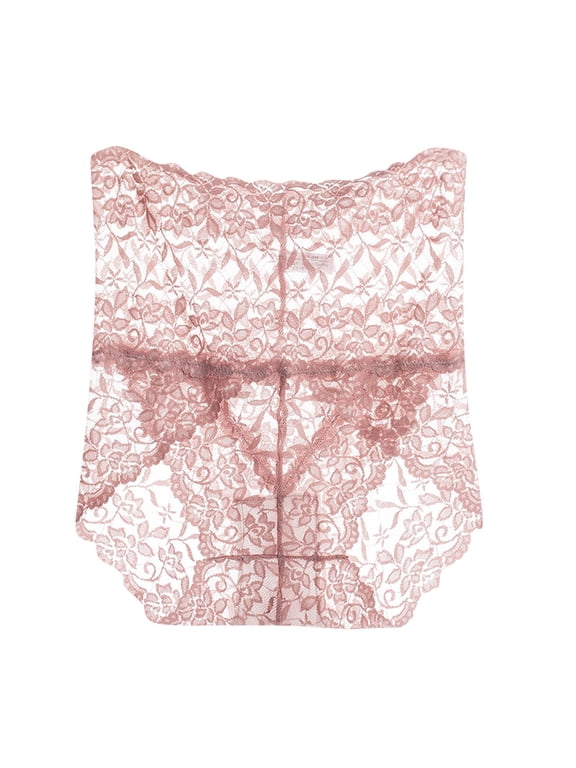 Women's Underwear Transparent Low Waist Pants Panties Thong Lace, Size L-2XL