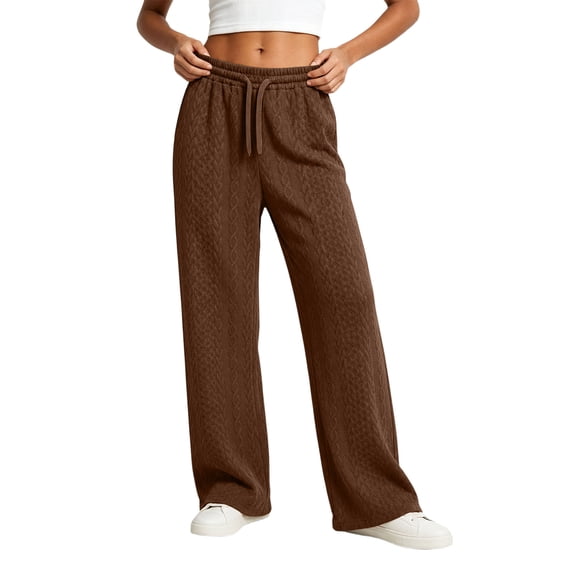 Admvng Women's Wide Leg Pants Elastic Waist Comfy Vacation Trousers with Pockets