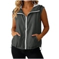 thumbnail image 1 of Admvng Women's Windbreaker Vest Zip Up Hooded Sleeveless Adjustable Drawstring Hem Pocket Casual Lightweight Jacket, 1 of 8