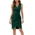 thumbnail image 1 of Admvng Women's Wrap Dresses Sleeveless V Neck Ruched Waist Tulip Hem formal Skirt, 1 of 9