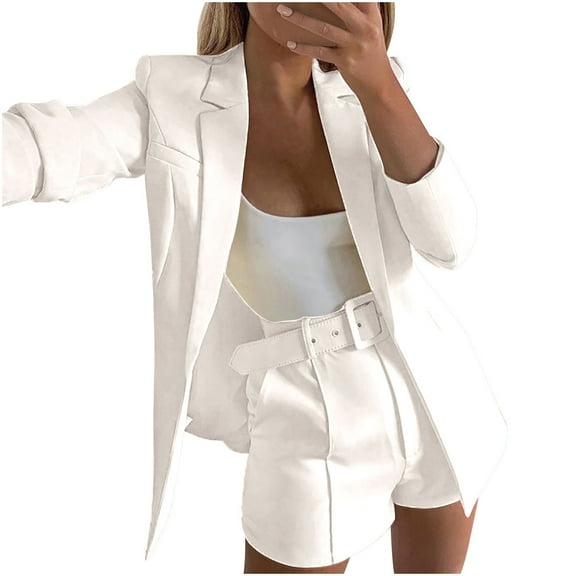 Admvng Womens Blazer Business Attire Solid Long Sleeve Suit Lapel Collar Open Front Cardigan Suit Coat Tops Jacket S-2XL