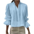 thumbnail image 1 of Admvng Womens Blouse Pleated Button-Down Long Puff Sleeve Shirts, 1 of 6