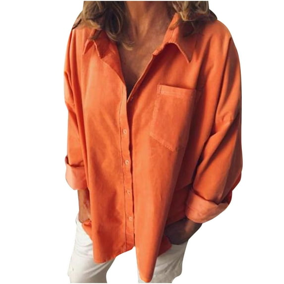 Admvng Womens Button Down Shirt Casual Long Sleeve Blouse Loose Tops Shirt M-4XL