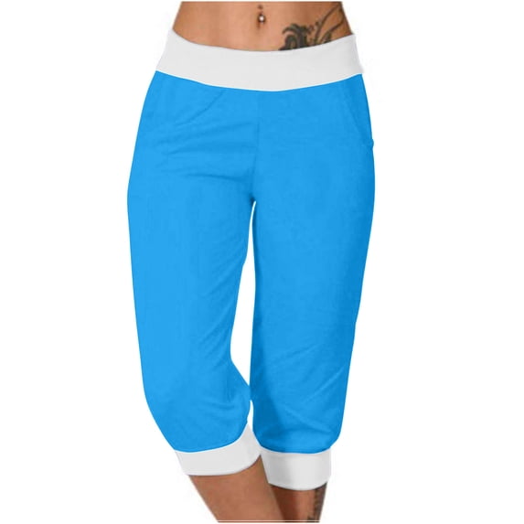 Admvng Womens Capri Pants Elastic Waist Sweatpants Outdoor Sports Summer Casual Yoga Cropped Pants