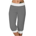 thumbnail image 1 of Admvng Womens Capri Pants Elastic Waist Sweatpants Outdoor Sports Summer Casual Yoga Cropped Pants, 1 of 6