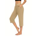 thumbnail image 1 of Admvng Womens Capri Pants Solid Elastic Waist Cropped Casual Stretchy Stylish Pants with Pockets S-3XL, 1 of 8