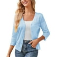 thumbnail image 1 of Admvng Womens Cardigan Hollow Eyelet 3/4 Sleeve V Neck Knit Button Down Lightweight Crochet Layering Sweater Jacket, 1 of 4