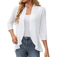 thumbnail image 1 of Admvng Womens Cardigan Waterfall Open Front Short Sleeve Pocket Irregular Hem Lightweight Summer Office Cover Up Shrug, 1 of 8