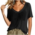 thumbnail image 1 of Admvng Womens Casual Tops Mesh Round Neck Short Sleeve Summer Loose Fit Blouses, 1 of 7