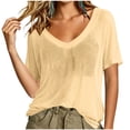 thumbnail image 1 of Admvng Womens Casual Tops Mesh Round Neck Short Sleeve Summer Loose Fit Blouses, 1 of 7