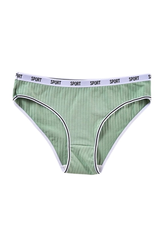 Womens Cotton Brief Ribbed Sport Waistband Stretch Panties