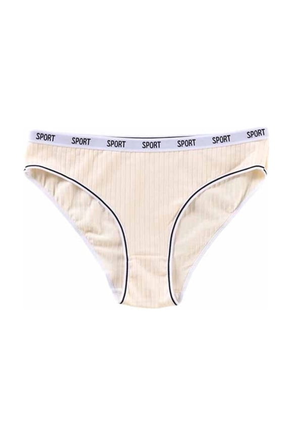 Womens Cotton Brief Ribbed Sport Waistband Stretch Panties