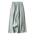 thumbnail image 1 of Admvng Womens Cotton Pants Plus Size Elastic Waist Traditional Embroidery Wide Leg Casual Summer Comfort Vacation Pants, 1 of 4