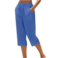 thumbnail image 1 of Admvng Womens Cotton Plus Siz Capri Pants with Pocket Drawstring Elastic Waist Wide Leg Cropped Trousers, 1 of 7