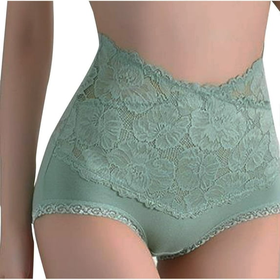 Admvng Womens Cotton Underwear Solid Color Lace Flower High Waist High Elasticity Large Size The Abdomen Lift Buttocks Briefs, Size M-3XL