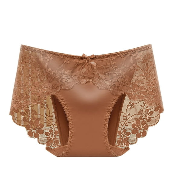 Admvng Womens Cotton Underwear Solid Color Lace Flower Middle Waist High Elasticity Large Size The Abdomen Lift Buttocks Briefs, Size L-2XL