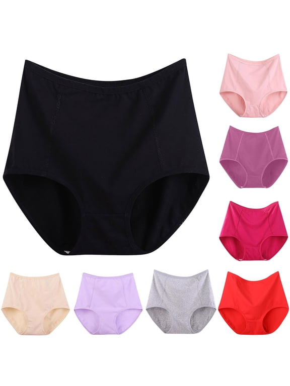 Admvng Womens Cotton Underwear Solid Plus Size High Waist Leak Proof Crotch Shorts Panties, Size XL-6XL