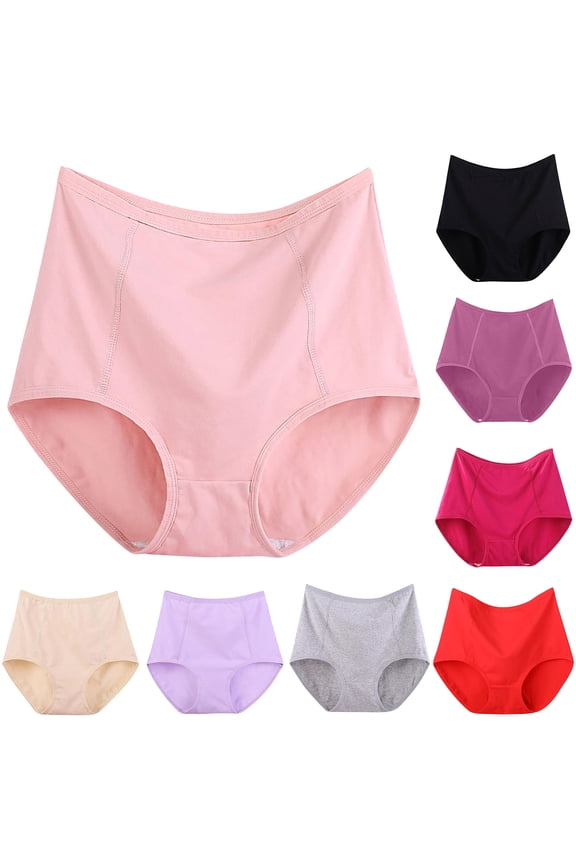 Admvng Womens Cotton Underwear Solid Plus Size Underwear High Waist Leak Proof Cotton Crotch Shorts Underwear Panties, Size XL-6XL