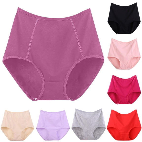 Admvng Womens Cotton Underwear Solid Plus Size High Waist Leak Proof Crotch Shorts Panties, Size XL-6XL