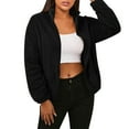 thumbnail image 1 of Admvng Womens Cropped Sherpa Fleece Jacket Long Sleeve Fall Winter Daily Street Wear Teddy Coat with Side Pockets, 1 of 1