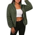thumbnail image 1 of Admvng Womens Cropped Sherpa Fleece Jacket Long Sleeve Fall Winter Daily Street Wear Teddy Coat with Side Pockets, 1 of 6