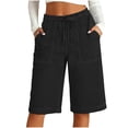 thumbnail image 1 of Admvng Womens Denim Shorts Elastic Waist Drawstring Casual Shorts with Pockets, 1 of 7