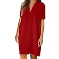 thumbnail image 1 of Admvng Womens Dress Solid V Neck Short Sleeve Casual Comfortable Dresses, 1 of 5