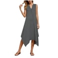 thumbnail image 1 of Admvng Womens Dress V Neck Sleeveless Asymmetrical Hem Summer Comfy Dress, 1 of 8