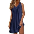 thumbnail image 1 of Admvng Womens Dresses Casual Nightgowns Sleeveless Soft Lightweight Sleep Dress Summer Comfy Pleated V-Neck Night Dresses S-2XL, 1 of 6