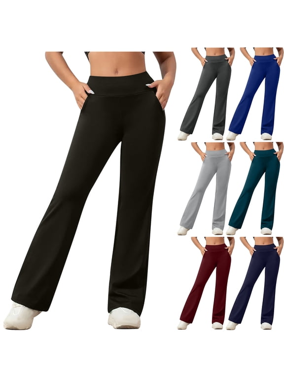 Womens Flare Yoga Pants 4-Way Stretch Bootcut Leggings with Pockets